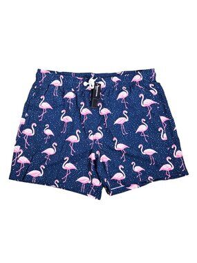 NWT | Brisira Navy Blue Flamingo Print Swim Shorts | Compression Liner | 4XL